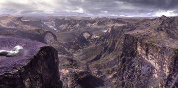 Movie still from “Lost in Space” (2018), created by Irwin Allen – Extreme Wide shot, High angle