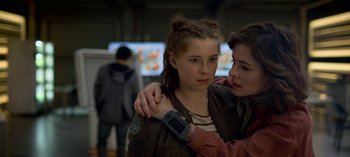 Movie still from “Lost in Space” (2018), created by Irwin Allen – Close Up shot, Over the shoulder angle