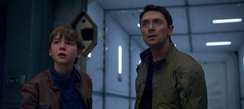 Movie still from “Lost in Space” (2018), created by Irwin Allen – Medium shot, Over the shoulder angle