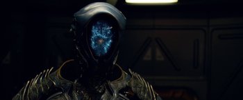 Movie still from “Lost in Space” (2018), created by Irwin Allen – Close Up shot, Over the shoulder angle