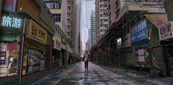 Movie still from “Love, Death & Robots” (2019), created by Tim Miller – Extreme Wide shot, Low angle