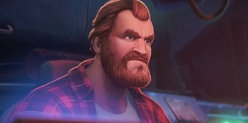 Movie still from “Love, Death & Robots” (2019), created by Tim Miller – Close Up shot, Low angle