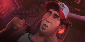 Movie still from “Love, Death & Robots” (2019), created by Tim Miller – Close Up shot, Low angle