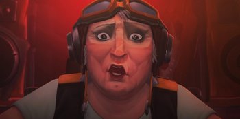 Movie still from “Love, Death & Robots” (2019), created by Tim Miller – Close Up shot, Low angle