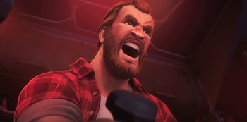 Movie still from “Love, Death & Robots” (2019), created by Tim Miller – Close Up shot, Low angle