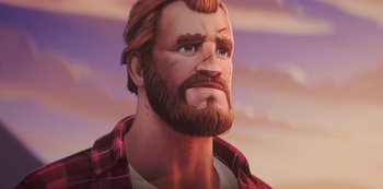 Movie still from “Love, Death & Robots” (2019), created by Tim Miller – Close Up shot, Low angle