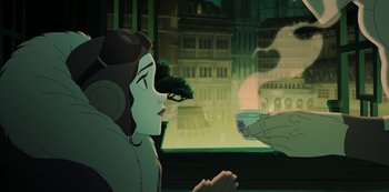 Movie still from “Love, Death & Robots” (2019), created by Tim Miller – Medium shot, Over the shoulder angle