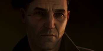 Movie still from “Love, Death & Robots” (2019), created by Tim Miller – A man's face in a dimly - lit room; Close Up shot, High angle