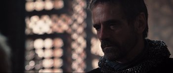 Movie still from “Kingdom of Heaven” (2005), directed by Ridley Scott – A person with a beard; Close Up shot, Over the shoulder angle