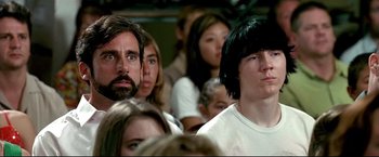Movie still from “Little Miss Sunshine” (2006), directed by Jonathan Dayton – A group of young people sitting in a room together; Close Up shot, Over the shoulder angle