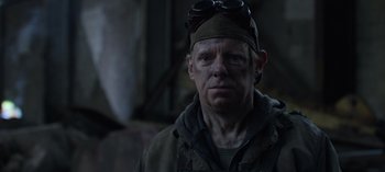 Movie still from “Mindhunter” (2017), directed by Tobias Lindholm – A person wearing goggles; Close Up shot, Low angle