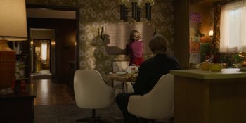 Movie still from “Love & Death” (2023), directed by Clark Johnson – Wide shot, High angle