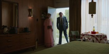 Movie still from “Love & Death” (2023), directed by Clark Johnson – Wide shot, Over the shoulder angle