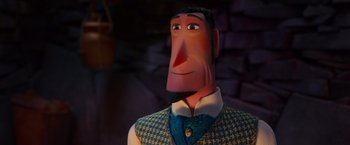 Movie still from “Missing Link” (2019), directed by Chris Butler – A cartoon character's face; Close Up shot, Low angle