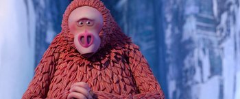 Movie still from “Missing Link” (2019), directed by Chris Butler – A character from the movie ice age : collision course; Close Up shot, Over the shoulder angle