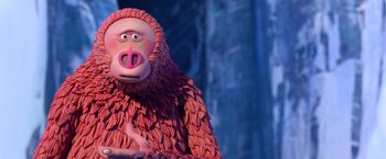 Movie still from “Missing Link” (2019), directed by Chris Butler – A character from the movie madagascar; Close Up shot, Over the shoulder angle