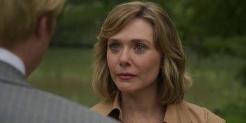 Movie still from “Love & Death” (2023), directed by Clark Johnson – Close Up shot, Over the shoulder angle