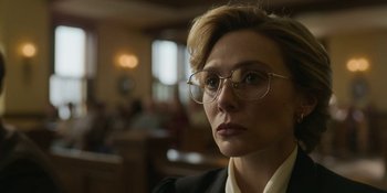 Movie still from “Love & Death” (2023), directed by Clark Johnson – Close Up shot, Low angle