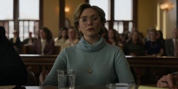 Movie still from “Love & Death” (2023), directed by Clark Johnson – Medium shot, Low angle