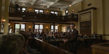 Movie still from “Love & Death” (2023), directed by Clark Johnson – Wide shot, Low angle