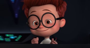 Movie still from “Mr. Peabody & Sherman” (2014), directed by Rob Minkoff – A cartoon of a boy wearing glasses and holding a pencil; Close Up shot, High angle