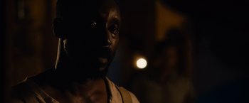 Movie still from “Mudbound” (2017), directed by Dee Rees – A person with a beard; Close Up shot, Over the shoulder angle