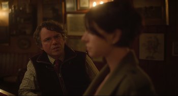 Movie still from “Men” (2022), directed by Alex Garland – A man and a woman are looking at one another; Close Up shot, Over the shoulder angle