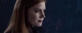 Movie still from “Nocturnal Animals” (2016), directed by Tom Ford – A person with long red hair; Close Up shot, Over the shoulder angle