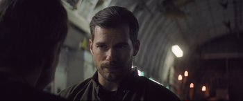 Movie still from “Mission: Impossible - Fallout” (2018), directed by Christopher McQuarrie – A person with a beard; Close Up shot, Over the shoulder angle