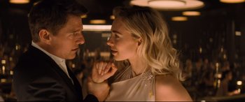 Movie still from “Mission: Impossible - Fallout” (2018), directed by Christopher McQuarrie – A man and a woman are looking at one another; Close Up shot, Over the shoulder angle