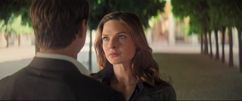 Movie still from “Mission: Impossible - Fallout” (2018), directed by Christopher McQuarrie – A person wearing a jacket; Close Up shot, Over the shoulder angle