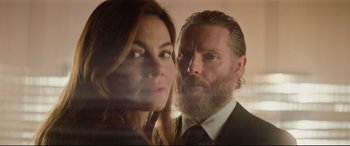 Movie still from “Mission: Impossible - Fallout” (2018), directed by Christopher McQuarrie – A man and a woman standing next to each other; Close Up shot, Low angle