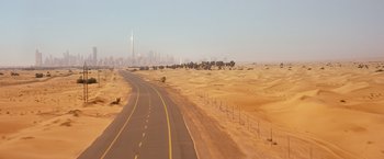 Movie still from “Mission: Impossible - Ghost Protocol” (2011), directed by Brad Bird – An empty road in the middle of the desert; Extreme Wide shot, High angle