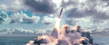 Movie still from “Mission: Impossible - Ghost Protocol” (2011), directed by Brad Bird – An image of a rocket launching into the sky; Extreme Wide shot, Low angle