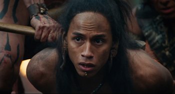 Movie still from “Apocalypto” (2006), directed by Mel Gibson – Close Up shot, Over the shoulder angle