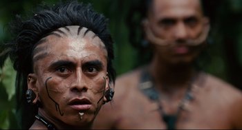 Movie still from “Apocalypto” (2006), directed by Mel Gibson – Close Up shot, Over the shoulder angle