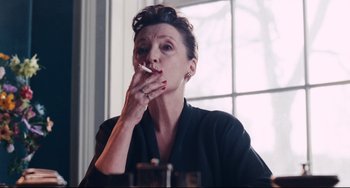 Movie still from “Phantom Thread” (2017), directed by Paul Thomas Anderson – Medium shot, Low angle