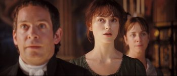 Movie still from “Pride & Prejudice” (2005), directed by Joe Wright – A person wearing a green dress; Close Up shot, Over the shoulder angle