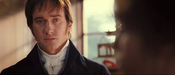 Movie still from “Pride & Prejudice” (2005), directed by Joe Wright – A person wearing a jacket; Close Up shot, Over the shoulder angle