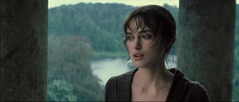 Movie still from “Pride & Prejudice” (2005), directed by Joe Wright – A person near a body of water; Close Up shot, Over the shoulder angle