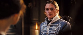 Movie still from “Pride & Prejudice” (2005), directed by Joe Wright – A person wearing a jacket; Close Up shot, Over the shoulder angle