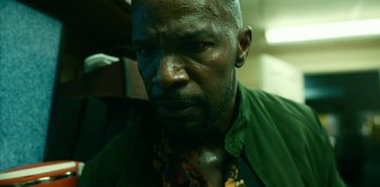 Movie still from “Project Power” (2020), directed by Henry Joost – Close Up shot, Low angle