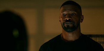 Movie still from “Project Power” (2020), directed by Henry Joost – Close Up shot, Over the shoulder angle