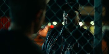 Movie still from “Project Power” (2020), directed by Henry Joost – Close Up shot, Over the shoulder angle