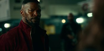 Movie still from “Project Power” (2020), directed by Henry Joost – Close Up shot, Over the shoulder angle