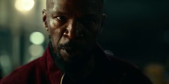 Movie still from “Project Power” (2020), directed by Henry Joost – Close Up shot, Low angle