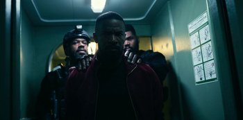 Movie still from “Project Power” (2020), directed by Henry Joost – Medium shot, Over the shoulder angle