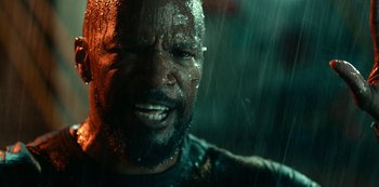 Movie still from “Project Power” (2020), directed by Henry Joost – Close Up shot, Over the shoulder angle