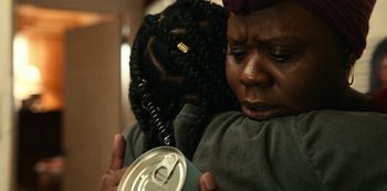 Movie still from “Project Power” (2020), directed by Henry Joost – Close Up shot, Over the shoulder angle