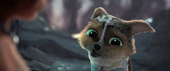 Movie still from “Puss in Boots: The Last Wish” (2022), directed by Januel Mercado – A stuffed animal looking at the camera; Close Up shot, High angle